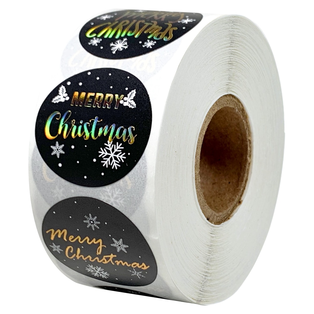 500 Pcs/Roll Merry Christmas Stickers Seal Labels Gold Silver 1 Inch Round Stickers For Handmade Sticker Card Box Package Labels