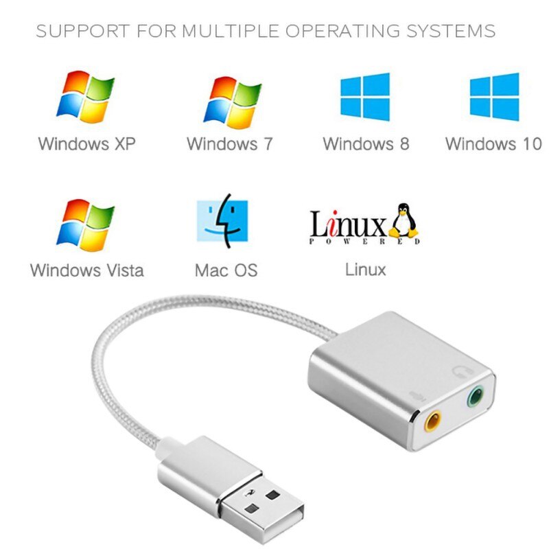For Mac OS Windows External USB Sound Card Headphone 3D Stereo USB Audio Adapter Free drive Hi-Speed Sound Card