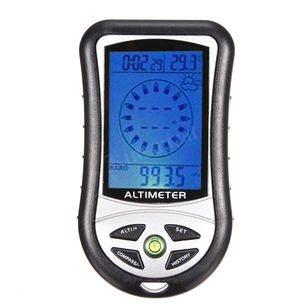 8 In 1 Electronic Compass Altimeter Barometer Thermometer Weather Forecast Time Calendar Clock Handheld Compasses
