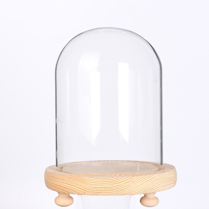 Glass Dome display case for Preserved Flowers bell jar with Wood Base Home wedding dia 10cmor 3.9inch height 12 cm or 4.7inch