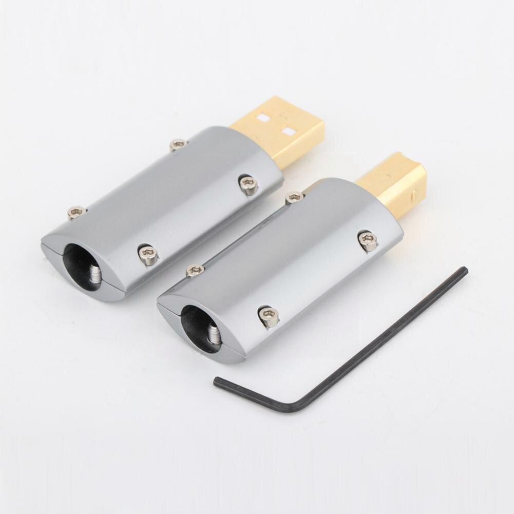 HI-END 24K Gold Plated USB2.0 USB Plug Decoder Cable HiFi USB DIY Bronze Cover Connector A-type male 2.0 terminal B-type Port