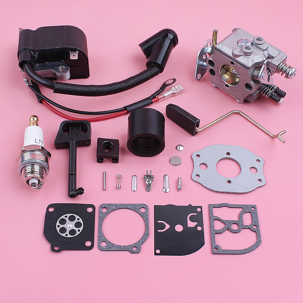 Ignition Coil Carburetor Carb Repair Kit For Husqvarna 136 137 141 142 Throttle Choke Rod Intake Boot Chainsaw Replace Part