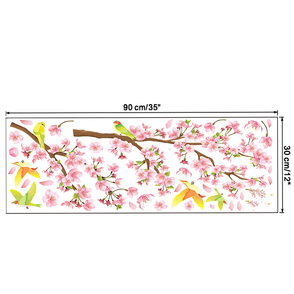 Cherry Flying Birds Wall Stickers Home Nursery Window Decor Removable Room Wallpaper For Kids Living Room Decals Decoration: C right