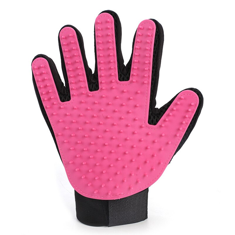 Guantes de silicona para gatos, peine para pelo, cepillo para baño de Mascota, productos de aseo para mascotas, productos de aseo para cachorros: Right Hand Pink