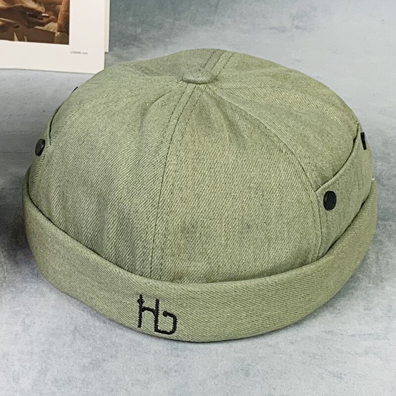 Efterår vinter herre huer bomuld drenge mænd skullies hue udlejer hat melon kasketter street hat bære sømandshat til mænd: Militærgrøn