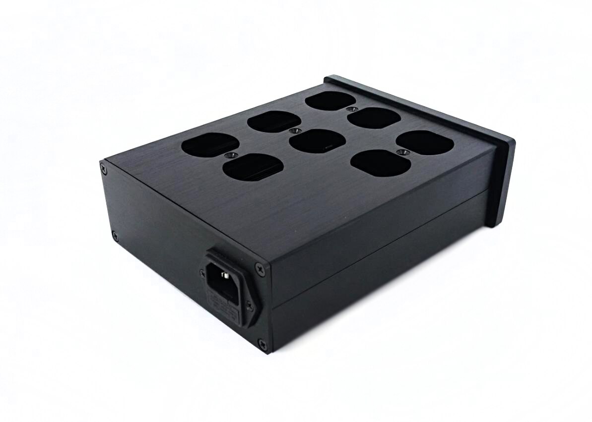Black full aluminum 8 plugs audio power socket chassis Hifi American standard outlet box