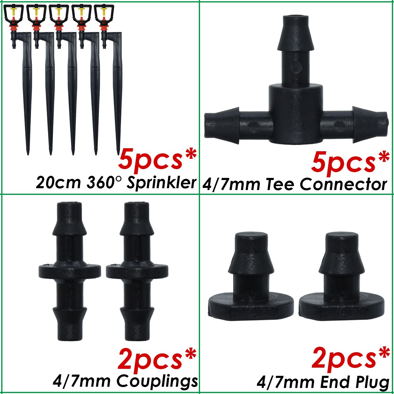 KESLA Garden Drip Irrigation Kit Micro Mist Spray Cooling System 4/7mm Hose Automatic Watering Sprinkler Dripper Tee Connector: Pink