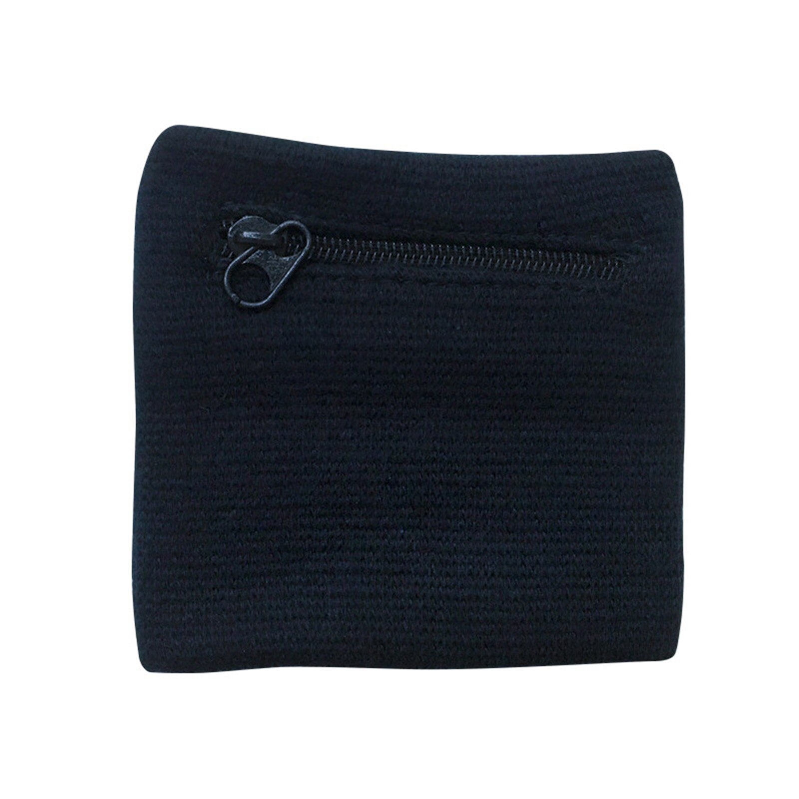 Dames heren portemonnees reis zweetband hardloop pols portemonnee sleutel sport polsband met ritsvak 8*8cm: Zwart