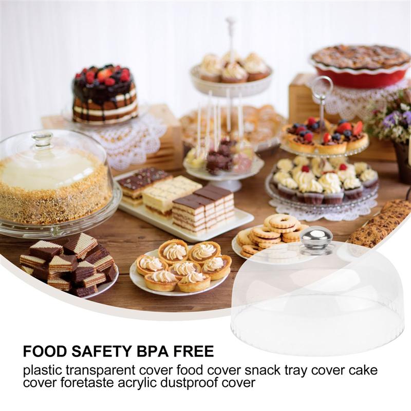 Transparent Food Cover Dust-Proof Plastic Round Dome Cake Fresh-Keeping Lids Snack Tray Display Cover Kitchen Tools