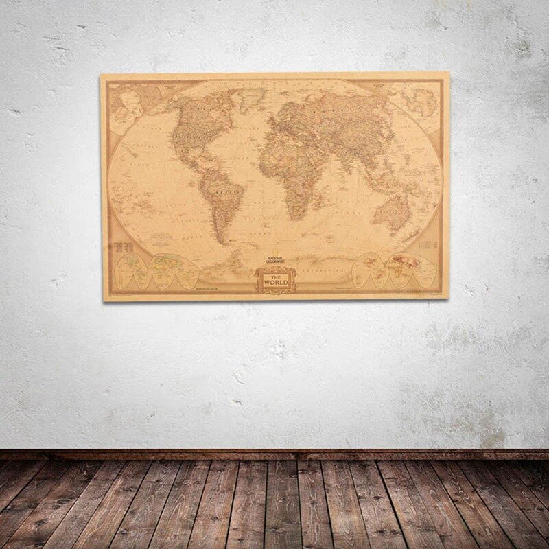 1 pc vintage verdenskort antik plakat vægkort retro papir mat kraftpapir kort over verden bar cafe indretning boligindretning