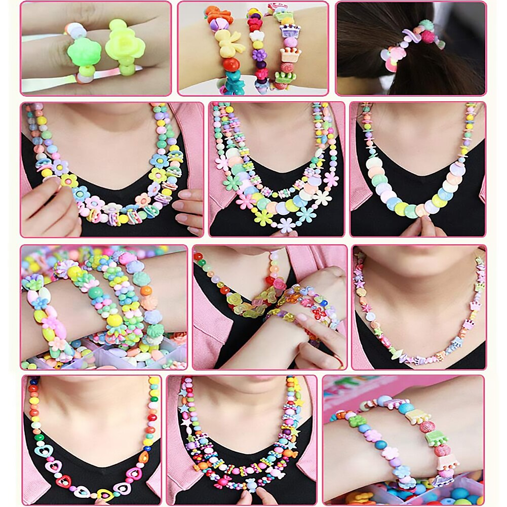 24 Soorten Kids Diy Armband Ketting Kralen Sieraden Maken Kleurrijke Acryl Kralen Met Bonus Accessoires Voor Meisjes