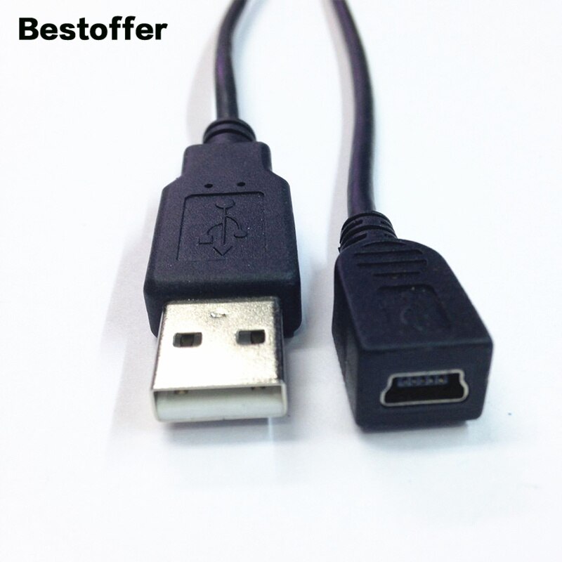 25CM USB 2.0 A Male to MINI 5Pin / Micro USB B Female Adapter Cable For Desktop Computers