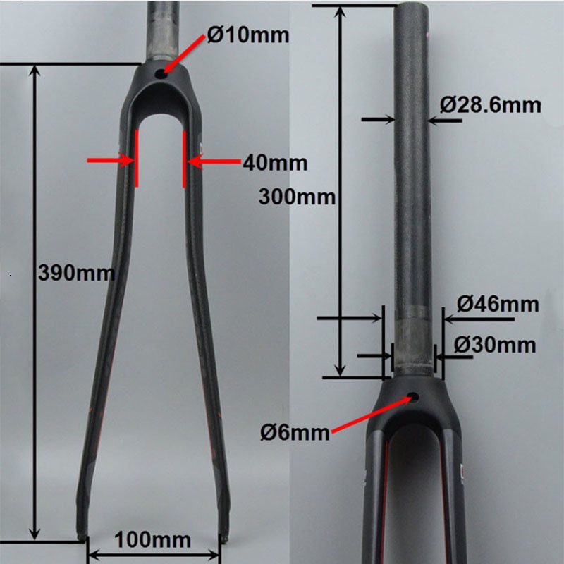Carbon Vork 700c Mountainbike Voorvork Voor Racefiets Verticale Pijp Diameter 28.6 Mm Standpijp Lengte 300 Mm Open 100 Mm