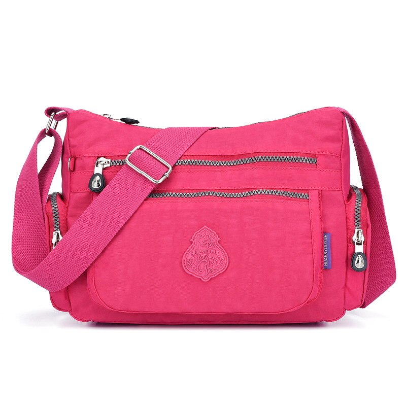 women crossbody bags for women shoulder bags 10 colors nylon cloth ladys bag waterproof shopping bag sac a main femme: Rose-Red