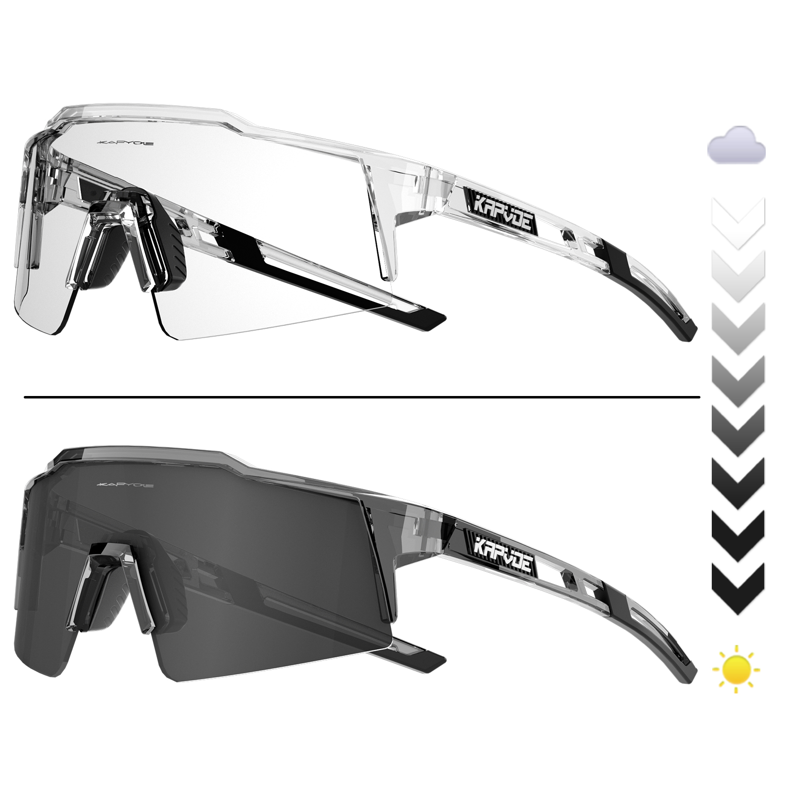 Kapvoe fotokromatiska cykelsolglasögon för män kvinnor cykelglasögon ridning körning  uv400 mountainbikeglasögon glasögon sport: Orange