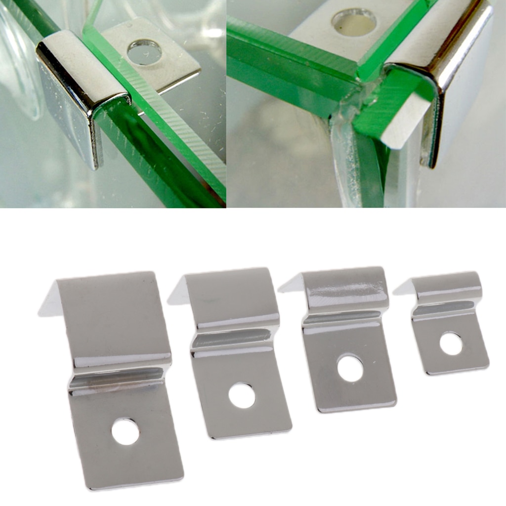 4 stk akvarie glas dæksel støtte akvarium låg dæksel beslag holder rustfrit stål clip støtte 4- pakke  - 5/8/12/19mm