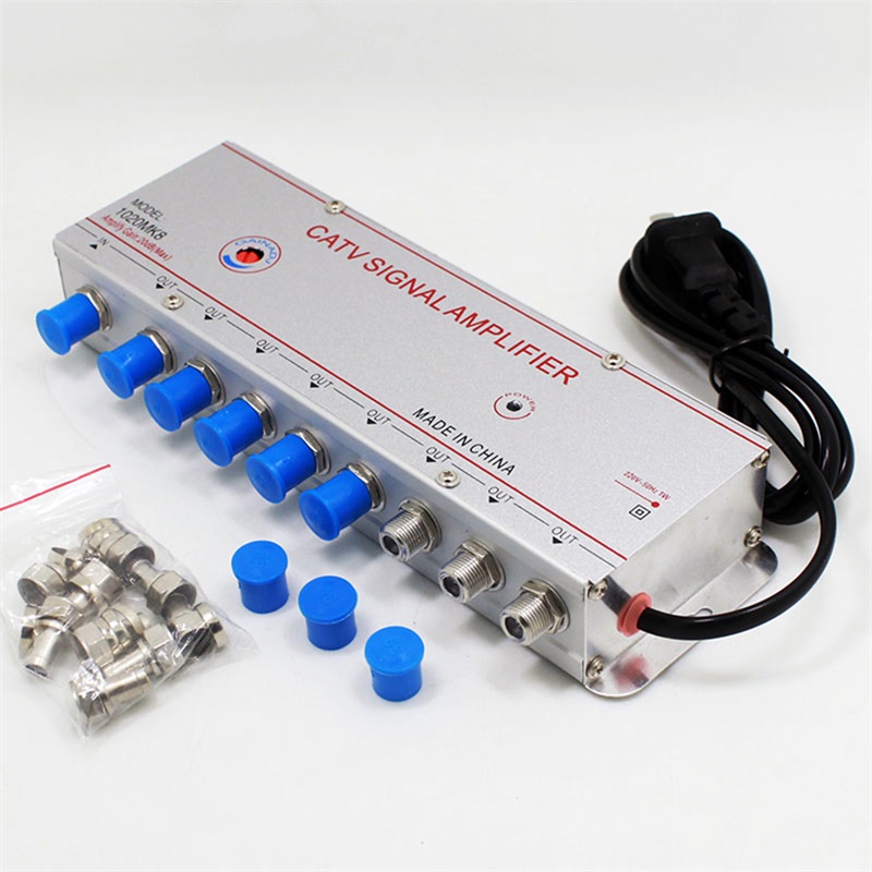 AC 220 V 4 Manier CATV Kabel TV Splitter Versterker 20dB Digitale TV Antenne Signaalversterker Thuis Tv apparatuur 45 Mhz tot 860 MHz US Plug: Oranje