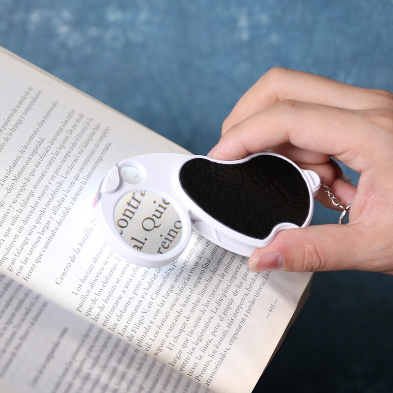 Lupa LED de doble aumento con llavero plegable iluminado tamaño de bolsillo MINI lupa 8x37mm 20x12mm plegable