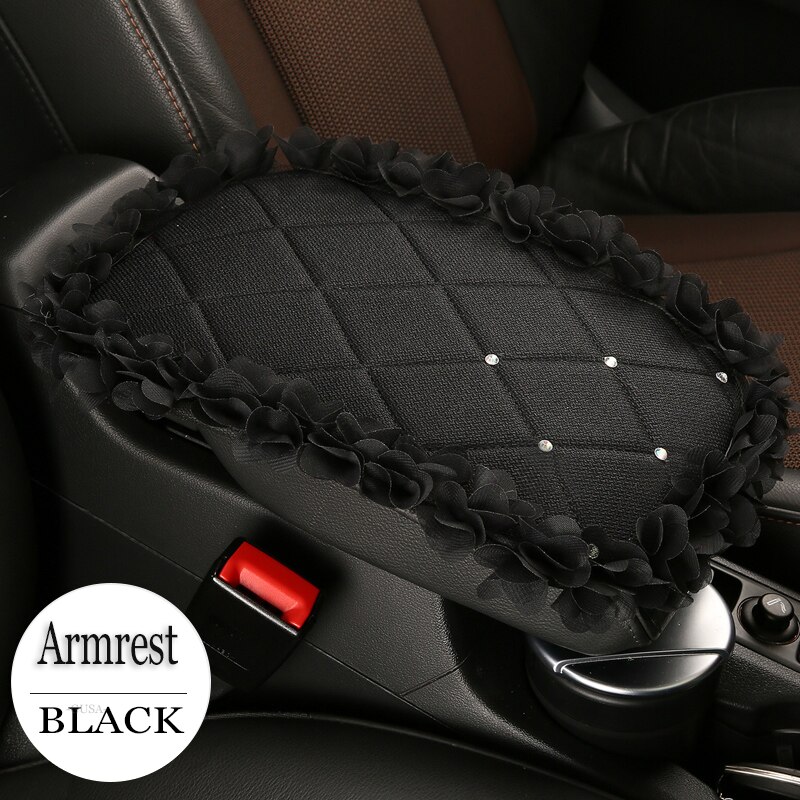 Lederen Auto Armsteun Pad Universele Auto Armleuningen Car Center Console Arm Rest Zetel Doos Pad Voertuig Beschermende Auto styling: Lace-black