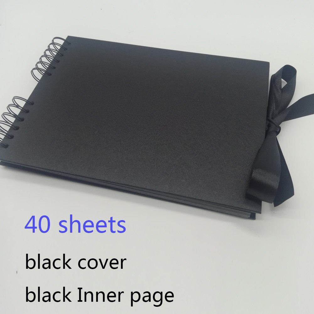 80 Pages Photo Albums Scrapbook Paper DIY Craft Album Scrapbooking Picture Album for Wedding Anniversary Memory Books: 40 sheets black