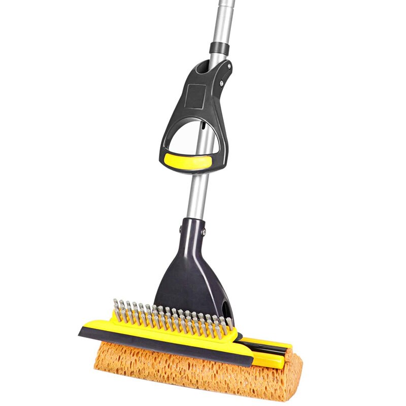 cleanhome Sponge Mop Home Commercial Use Tile Floor Mops Bathroom Garage Cleaning with Squeegee and Extendable Telescopic