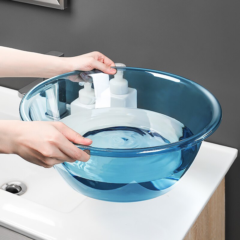Transparent Wash Basin Home Bathroom Toilet Wash Basin PET Material Thicken Plastic Basin Wash Clothes Pots Cleaning Supplies