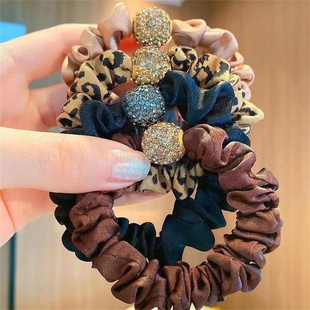 Koreanische Strass Dickdarm Ring Weibliche Hohe Elastische Haar Ring Kristall Perlen Gummi Haar Bänder Gummiband Kopfschmuck