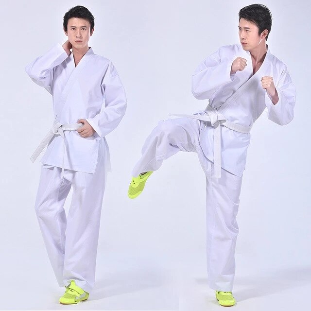 Wit Volwassen Karate Uniform Ademend Dobok Taekwondo Riem Karate Pak Kleding Voor Kids Mannen Wit Uniform