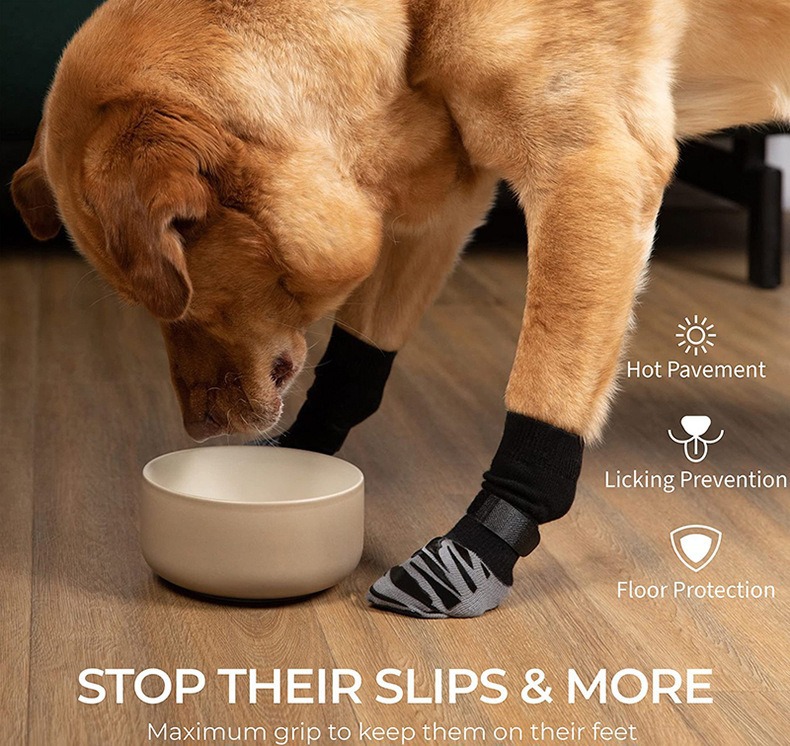 Calcetines antideslizantes para perros para pisos de madera dura, evitan que lamer y resbalones, botines gruesos para perros con pinzas para perros pequeños, medianos y grandes