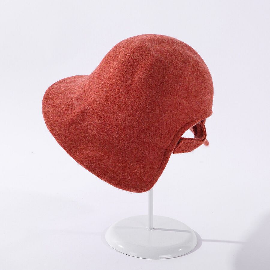 Vrouwen Herfst Winter Wol Gebreide Visser Hoeden Vintage Effen Kleur Elegante Temperament Bob Emmer Hoed Vrouwelijke: brick red