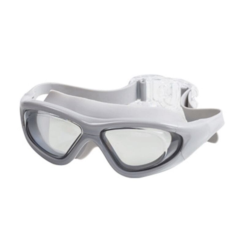Fladt lys vidvinklet spejlet svømmebrille uden utæt anti-tåge-uv-beskyttelse: Hvid