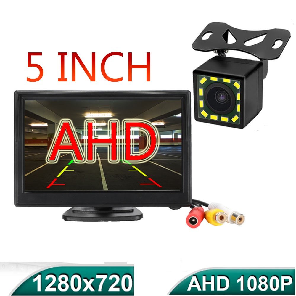 5 Inch Ahd Auto Monitor Tft Lcd Car Rear View Monitor Parking Achteruitkijk-systeem Voor Backup Camera 1080P 1280*720P