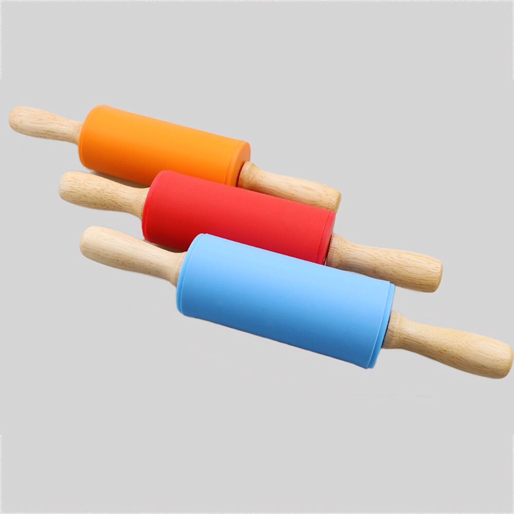 Silicone World Non-stick Siliconen Deegroller Houten Handvat Fondant DIY Gebak Deeg Meel Roller Keuken Bakken Koken Gereedschap