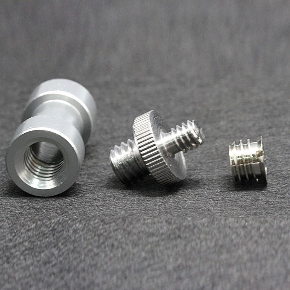 Sliver Metal 3 in 1 1/4" to 3/8" Thread Screw Mount Adapter for Camera Flash Tripod Light Stand Photo Studio Accessories