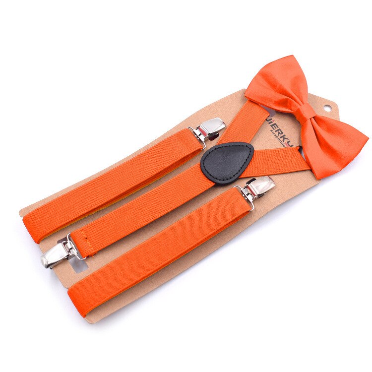 2,5x110 cm Soild Bunte Hosenträger Bowtie einstellen Schön Polyester charmant Y-zurück Hosenträger Erwachsene Schmetterling Gürtel Bogen krawatte Einstellbare: Orange