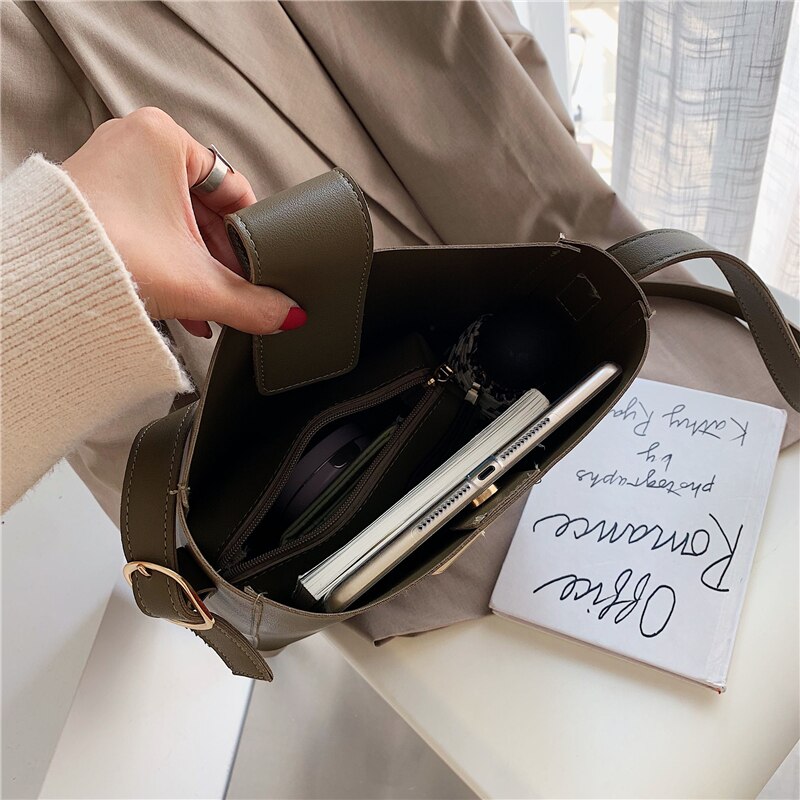 Burminsa brede band zachte emmer schoudertassen voor vrouwen grote capaciteit dames messenger bags werk vrouwelijke composiet tassen