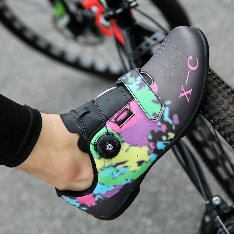 Men Graffiti Cycling Shoes Unisex Road Bike Triathlon Shoes Women Breathable Bicycle Riding Sneaker Plus Size 36-47