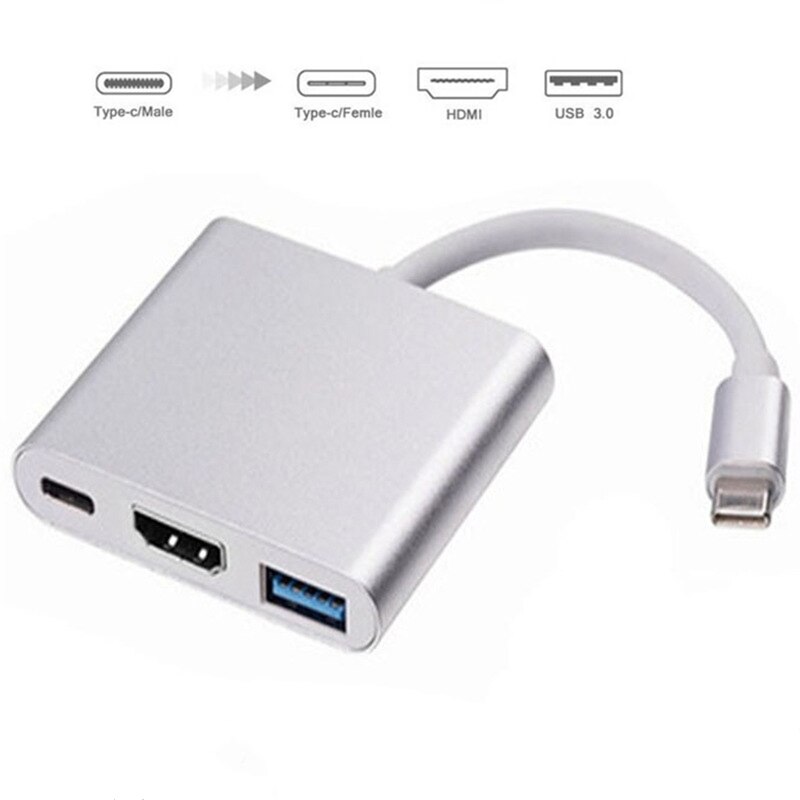 Convertisseur de câble USB C vers HDMI 3 en 1 pour Huawei Usb 3.1 Thunderbolt 3 Type C commutateur vers HDMI 4K câble adaptateur pour Macbook Pro