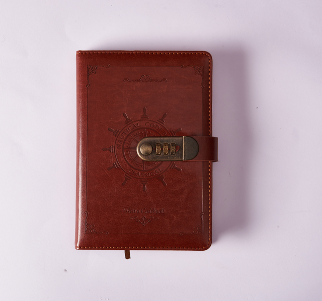 A5 Korea Retro Notebook Password Book with Lock School Office Supplies Stationery Personal Diary Journal Cover planner: 1 Brown