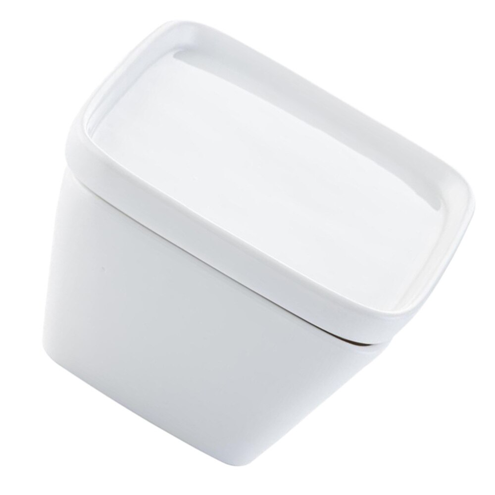 1pc Ceramic Square Shape Bowl with Lid Salad Seasoning Container for Home (White)