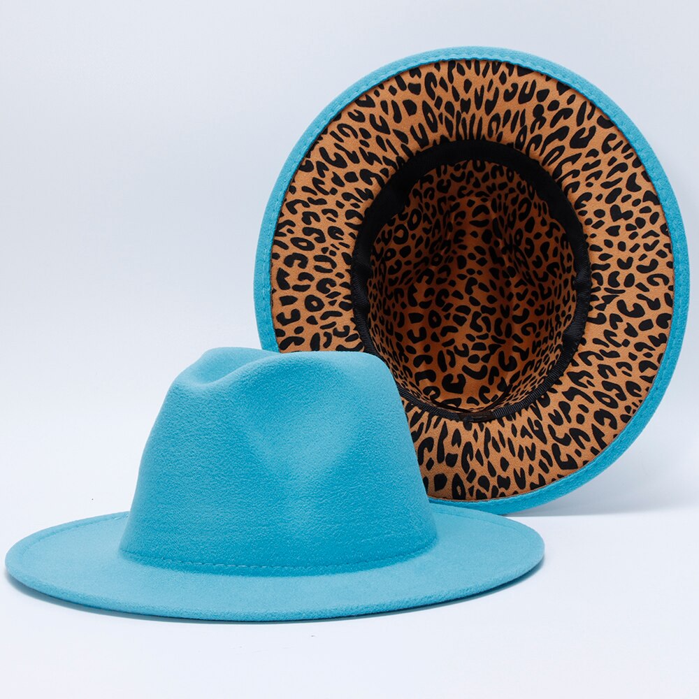 Fedora Vrouwen Hoeden Luipaard Print Patchwork Solid Mannen Vrouwen Panama Vilten Hoeden Winter Jazz Vrouwen Fedora Hoed Sombrero De Mujer