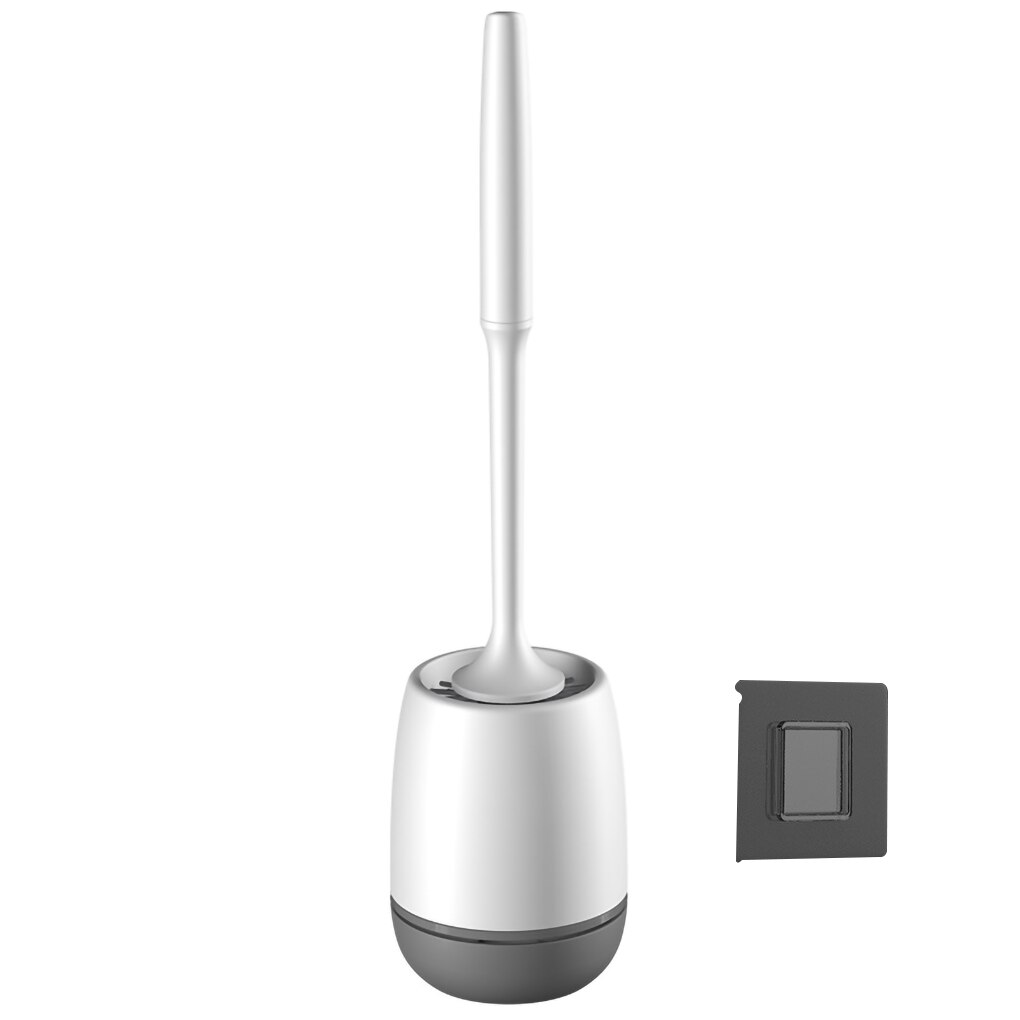 Escobilla de inodoro de silicona de montaje en pared, mango largo de plástico negro, accesorios de Wc para baño, Herramientas de limpieza de secado rápido, 1 Uds.: Wall Mount-Gray
