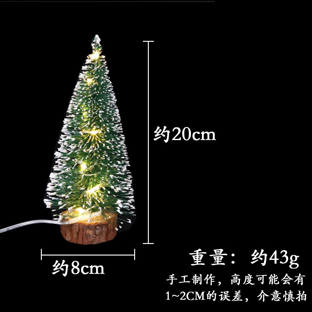 Desktop mini juletræ med led lys juledekorationer træ hvid boligindretning glædelig juletræ nederdele: 20cm varm lampe
