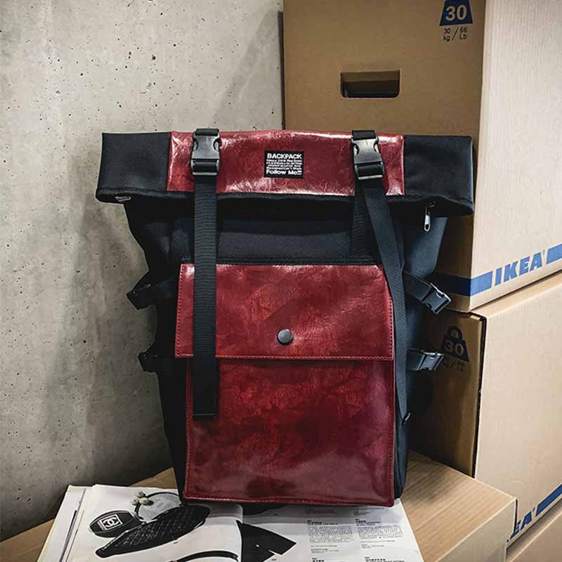 GEMACAR Unisex Rugzak - Grote Capaciteit PU Leer - Engelse Stijl - Reizen, School, Jeugd - 20-35L: Bordeauxrood