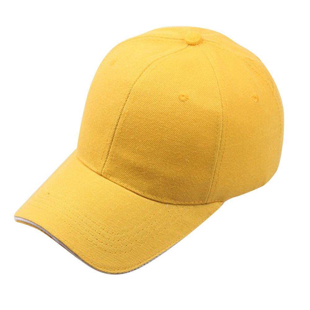 25# Cartoon Baseball Cap Summer Mesh Hat Hat Cotton Light Board Solid Color Baseball Cap Outdoor Sun Visor Baseball Tennis Cap: Yellow 