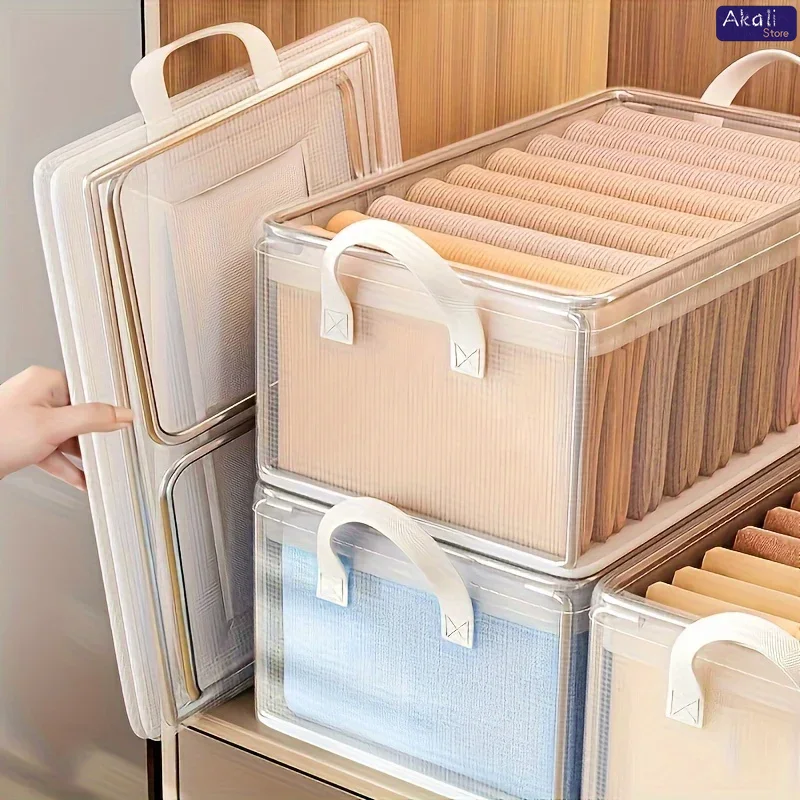 Opvouwbare PVC-organisatoren Transparante waterdichte stapelbare opbergbak voor kledingdekbedden Stofdichte lade-opbergmand