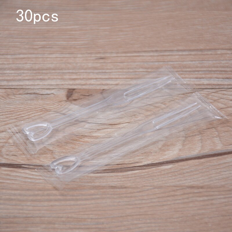30/50/100 stücke Einweg Obst Gabeln Stick Einzeln Warpped Lebensmittel Forcks Hochzeit Party Weihnachten Für Kunststoff Gabel obst Kuchen: Transparent-30pcs