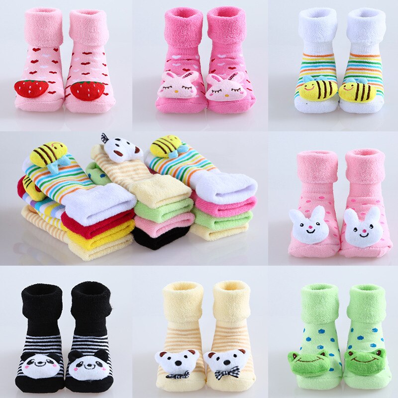 Lot de 3 paires de chaussettes en coton pour bébés filles et garçons, 25 modèles
