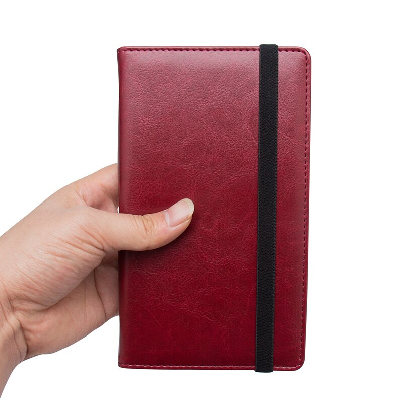 Rött unisex bankkort 120 kort visitkortsbok med snöre pu läder kreditkortshållare stor kapacitet