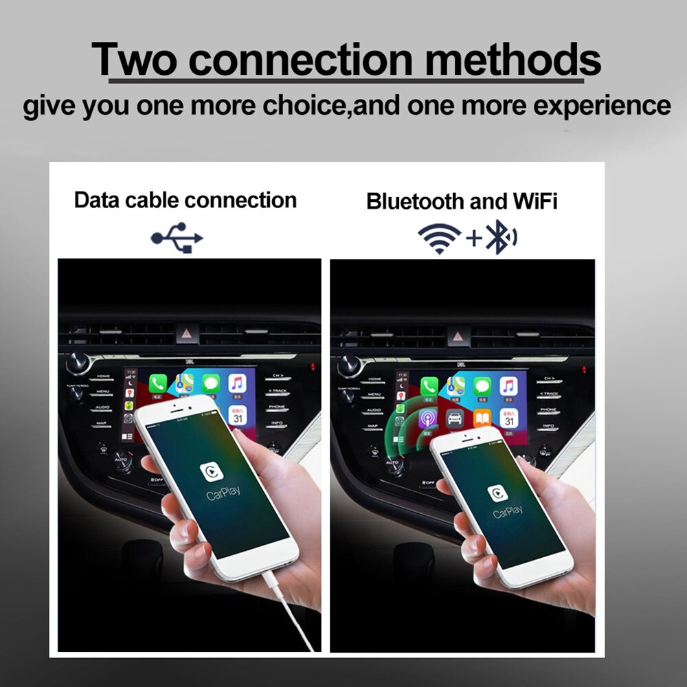 Hvit trådløs carplay bil link dongle til ios android gps navigasjon vise bil stereo telefon skjerm lenke bil vise dongle